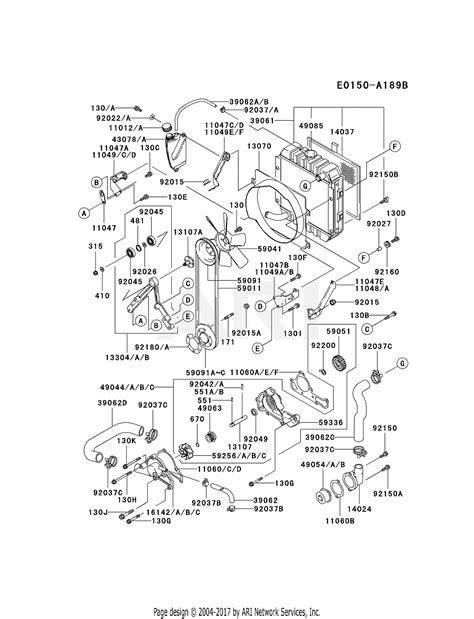 Kawasaki FD620D-AS03 4 Stroke Engine FD620D Parts Diagram for COOLING ...