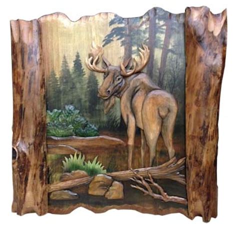 Moose In Forest Wood Wall Art 32 "X 31"