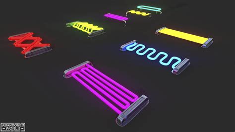 CyberPunk Neon Lamps Set - 3D Model by Abandoned World