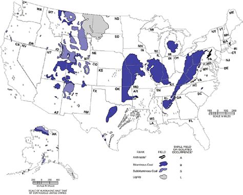 Distribution of coal types (anthracite, bituminous coal, subbituminous ...