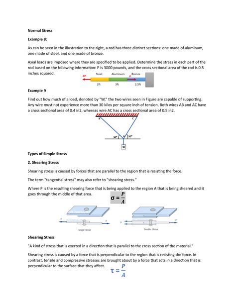 Normal Stress - Normal Stress Example 8: As can be seen in the illustration to the right, a rod ...
