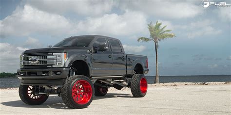 Get Super with this F-250 on Candy Red Fuel Wheels!