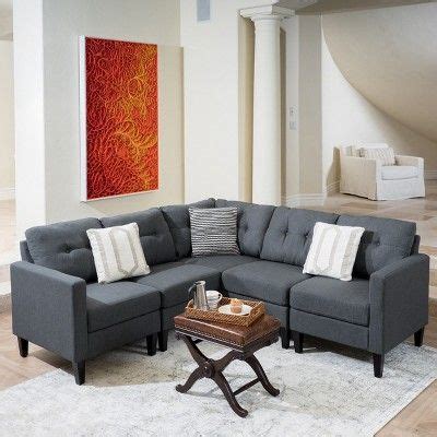 5pc Emmie Sectional Sofa Dark Gray - Christopher Knight Home in 2021 | Sectional sofa, Fabric ...