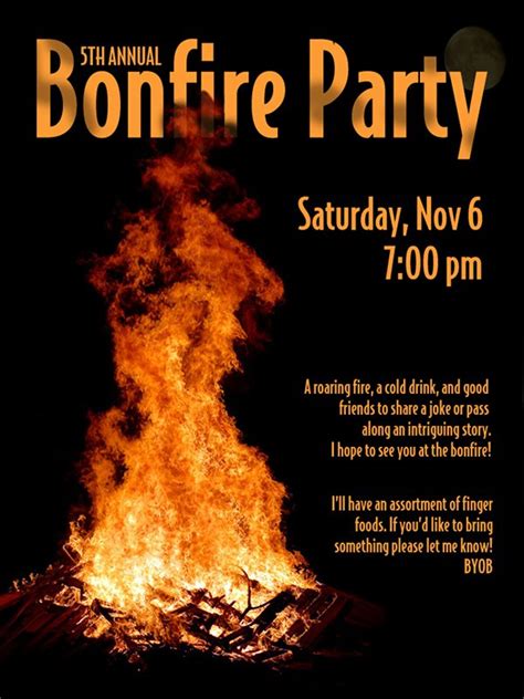 Bonfire Party Invitations Free Printable