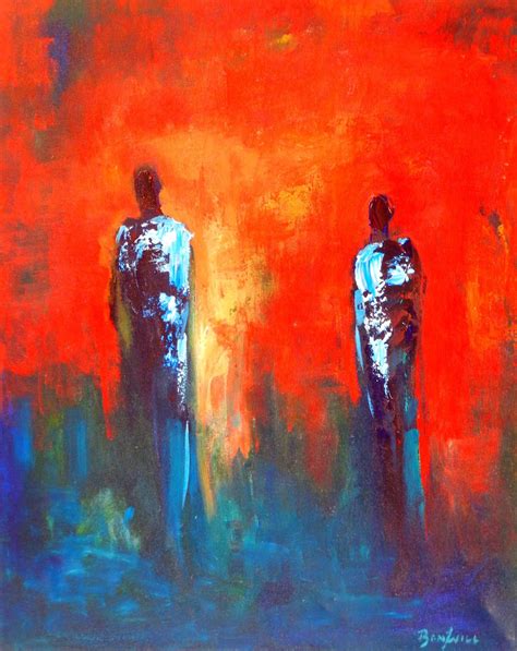 ORIGINAL Abstract Painting Figure Art Interactions People - 30x24 ...