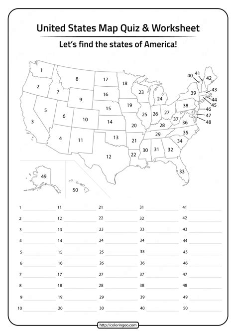 United States Map Quiz Printable