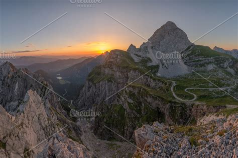 Sunrise in the mountains in Alps | High-Quality Nature Stock Photos ~ Creative Market