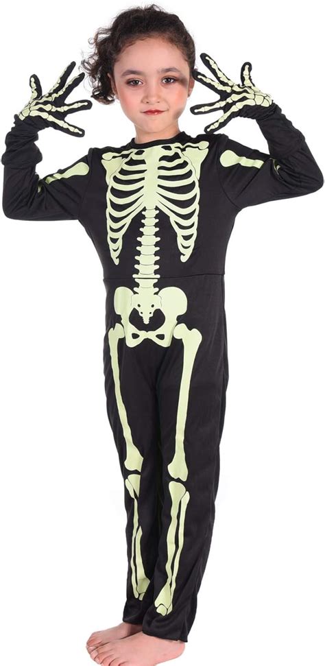 Amazon.com: Skeleton Costume Kids Glow in The Dark Skeleton Costume for Boys Girls Halloween ...