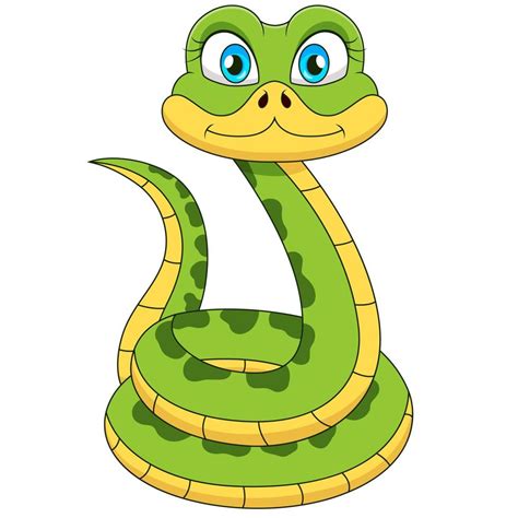 Cute green snake cartoon illustration 21814774 Vector Art at Vecteezy