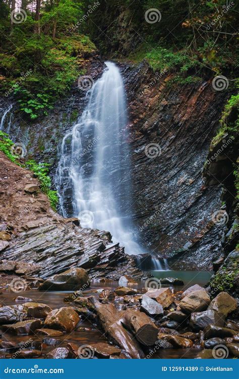 Waterfall in Mountains with Forest. Stock Image - Image of splash, park: 125914389