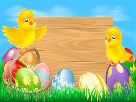 Easter With Eggs and Chickens Backgrounds for Powerpoint Templates ...