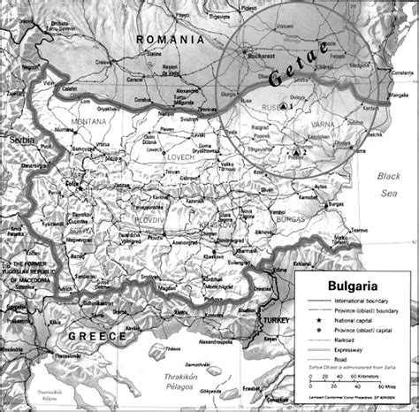 Map of Bulgaria. The circle marks the lands ruled by the Getae tribal... | Download Scientific ...