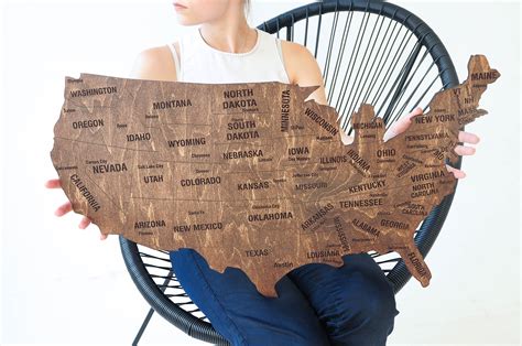 US Map Wood Map Of United States Wooden Map Of USA Large Wall | Etsy