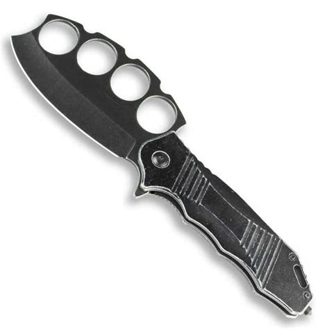 Rugged Combat Knuckle Knife - Spring Assisted Brass Knuckle Blade ...