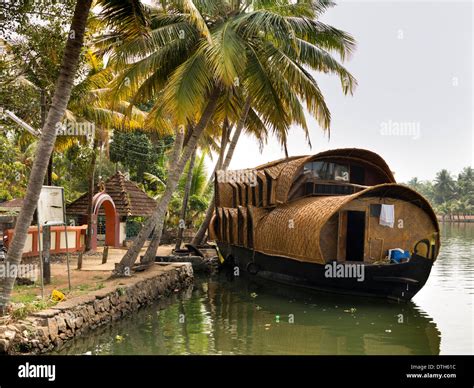 India, Kerala, backwaters Kettuvallam house boat converted rice barge ...