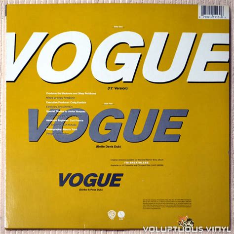 Madonna ‎– Vogue (1990) Vinyl, 12", 33 ⅓ RPM, Maxi-Single – Voluptuous Vinyl Records