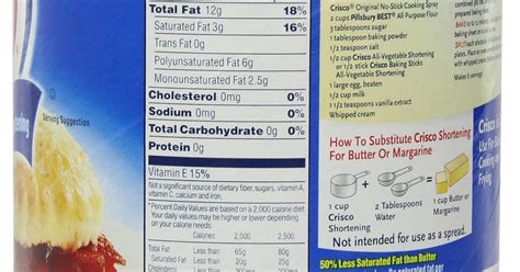 Crisco Shortening Nutrition Label - Trovoadasonhos