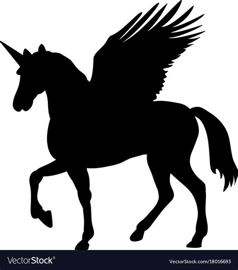 Pegasus unicorn silhouette mythology symbol Vector Image