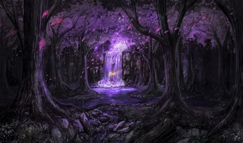 Blonde Fairy in Magical Purple Forest - 4K Ultra HD Wallpaper by そよ風