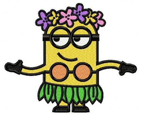 Hawaiian Minion embroidery design | Minion stickers, Minions, Machine embroidery designs