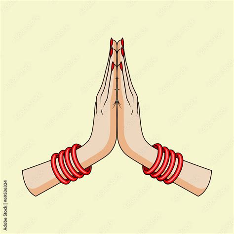 Welcome gesture of hands of Indian woman Stock Vector | Adobe Stock