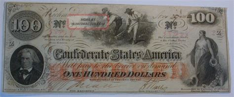 1862 $100 Dollar Crisp Cu Confederate Us Bank Note Civil War Money Currency 7