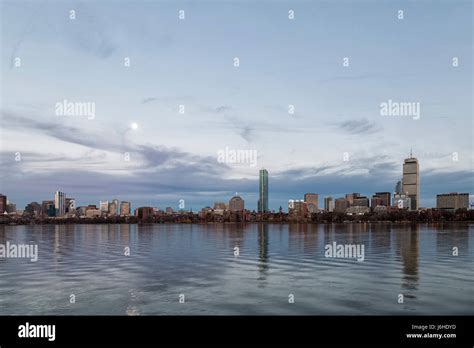 Boston Skyline Night Stock Photo - Alamy