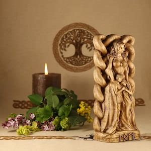 Lofn Goddess Statue, Wood Carved, Wooden Statue for Scandinavian, Norse Pagan Altar Decor - Etsy