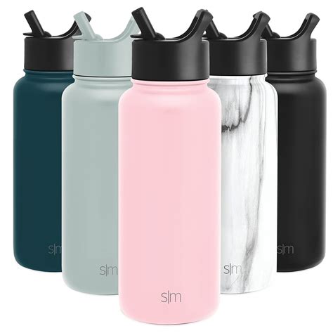 Simple Modern Water Bottle with Straw Lid Vacuum Insulated Stainless Steel Metal Thermos Bottles ...