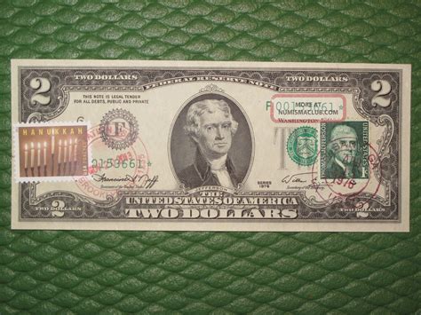 1976 $2 Dollar Bill, Bicentennial Star Note T. Jefferson, " Hanukkah