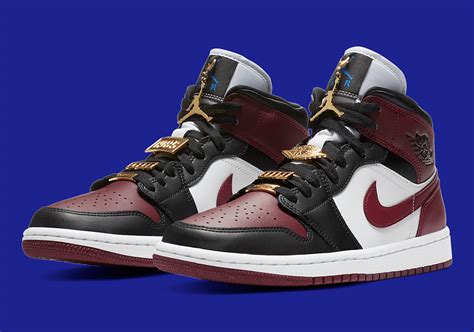 Air Jordan 1 Mid WMNS Maroon Black Gold CZ4385-016 | SneakerNews.com