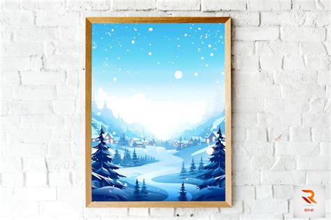 Winter With Snowflakes Wall Art By Mulew Art | TheHungryJPEG