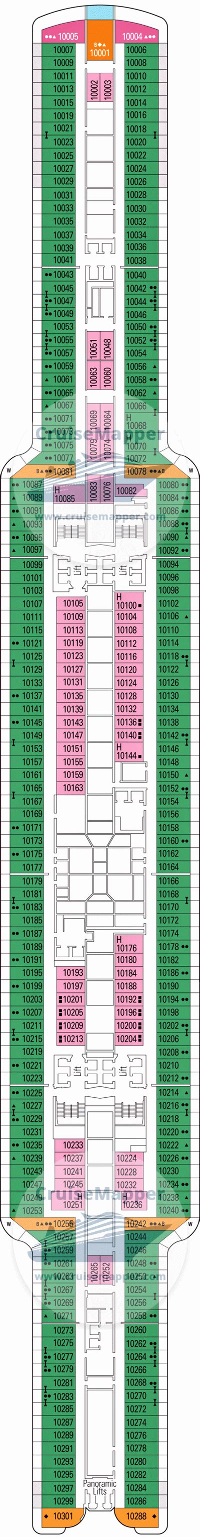 MSC Seascape deck 10 plan | CruiseMapper