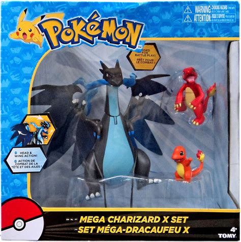 Pokemon Mega Charizard X Exclusive Figure 3-Pack Set Charmander Charmeleon Tomy Inc - ToyWiz