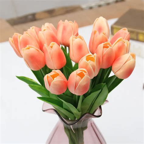 Tulip Flower 10pcs/lot Pu Mini Tulip Flower Real Touch Flower Bouquet ...