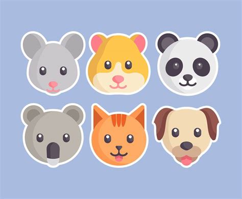 Cute Animal Faces Vector Vector Art & Graphics | freevector.com