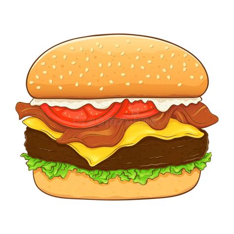 Cheese Burger and Bacon Hand Drawing Stock Vector - Illustration of cartoon, junk: 138409260