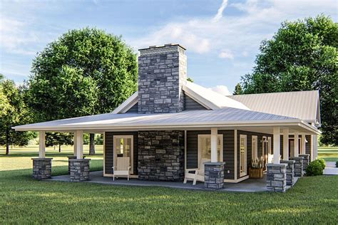 Plan 62813DJ: One Bed Post Frame Country Home Plan with Wraparound Porch | Country house plans ...