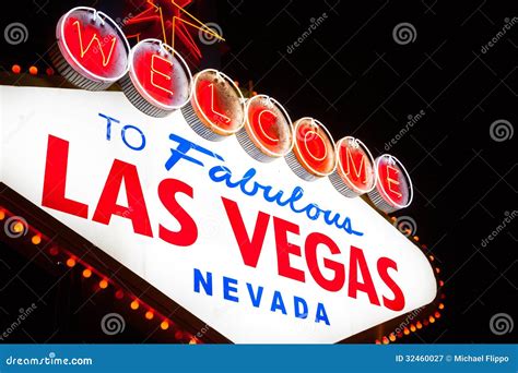 Welcome To Las Vegas Sign at Night Stock Image - Image of signage, travel: 32460027