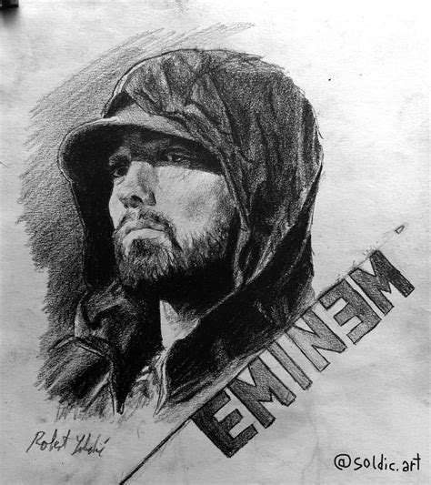 Here is a drawing of eminem, I drew it on A4 format with a pencil. I ...