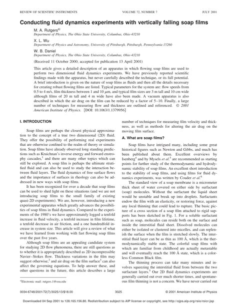 (PDF) Conducting fluid dynamics experiments with vertically falling soap films