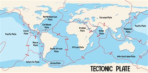 World Map Showing Tectonic Plates Boundaries 2583705 Vector Art at Vecteezy