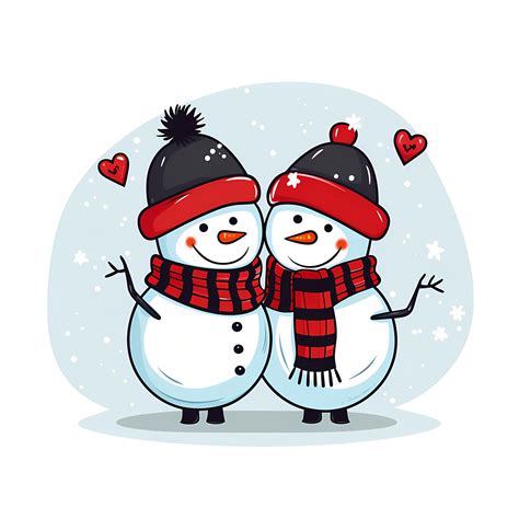 Happy Christmas Snowman PNG Couple Clipart, Cute Christmas Snowman Watercolor Clipart, Christmas ...