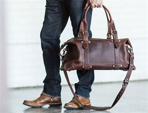 The Heritage Leather Duffle Weekender Bag gives you lots of room