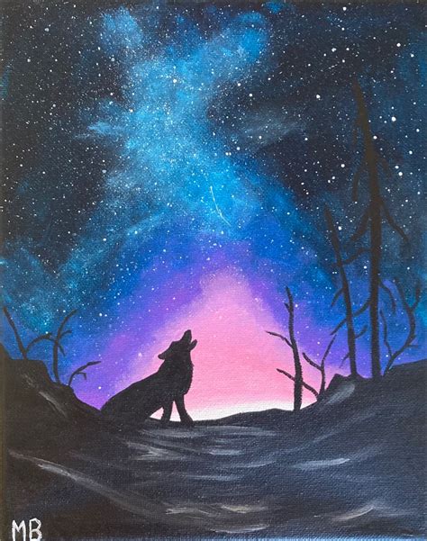 Wolf Howling Space Galaxy Sky Painting | Sky painting, Painting, Digital artwork