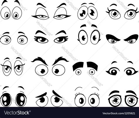 Outlined cartoon eyes Royalty Free Vector Image