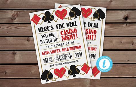 Editable Poker Invitation Template Casino Invitation Poker | Etsy | Invitation template, Poker ...