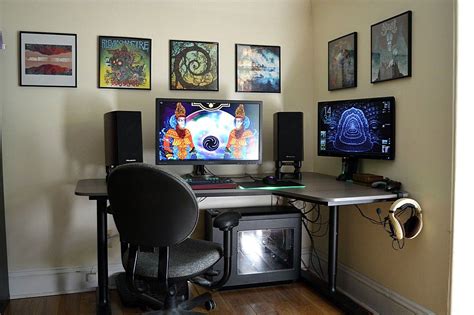 Battlestation with IKEA Bekant Corner Desk-Right Adjustable Height Good ...