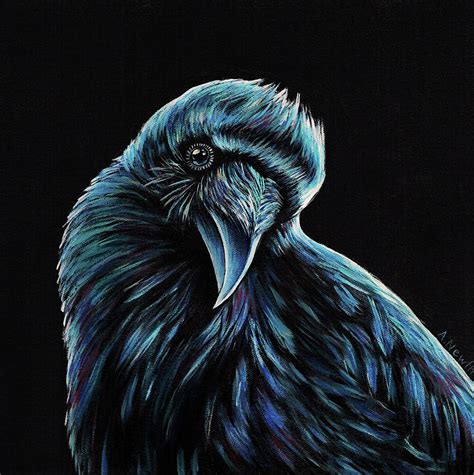 Curious Raven Painting by Alison Newth