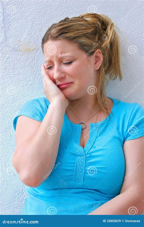 Sad Young Woman Crying Alone. Stock Image - Image: 2085839